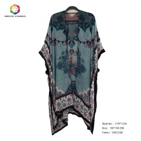 New fashion viscose printing poncho 21PF1254