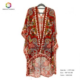 New fashion viscose printing poncho 21PF1298