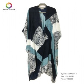 New fashion viscose printing poncho 23PF0019