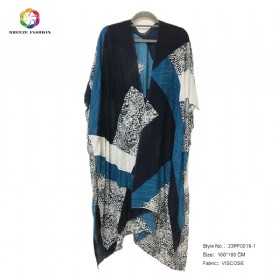 New fashion viscose printing poncho 23PF0019-1