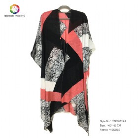 New fashion viscose printing poncho 23PF0019-2