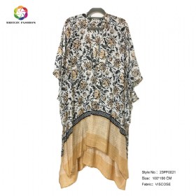 New fashion viscose printing poncho 23PF0021