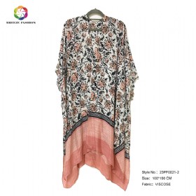 New fashion viscose printing poncho 23PF0021-2