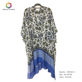 New fashion viscose printing poncho 23PF0021-3