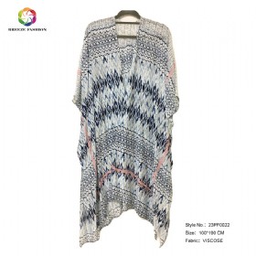 New fashion viscose printing poncho 23PF0022