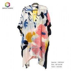 New fashion viscose printing poncho 23PF0024