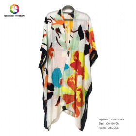 New fashion viscose printing poncho 23PF0024-2