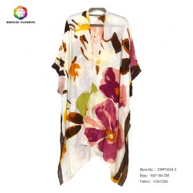 New fashion viscose printing poncho 23PF0024-3