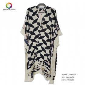 New fashion viscose printing poncho 23PF0025-1