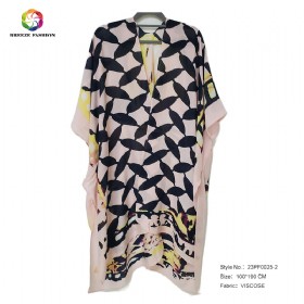 New fashion viscose printing poncho 23PF0025-2