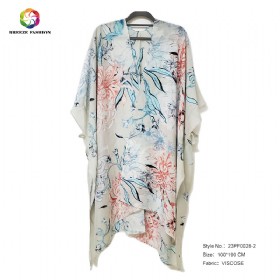 New fashion viscose printing poncho 23PF0028-2