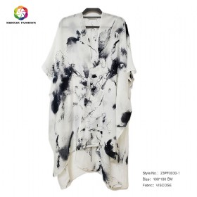 New fashion viscose printing poncho 23PF0030-1