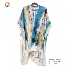 New fashion viscose printing poncho 23PF0031