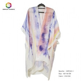 New fashion viscose printing poncho 23PF0031-1