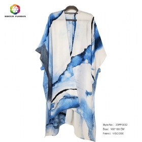 New fashion viscose printing poncho 23PF0032