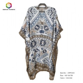 New fashion viscose printing poncho 23PF0033