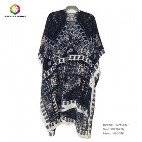 New fashion viscose printing poncho 23PF0033-1