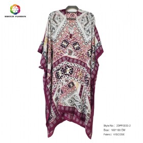 New fashion viscose printing poncho 23PF0033-2